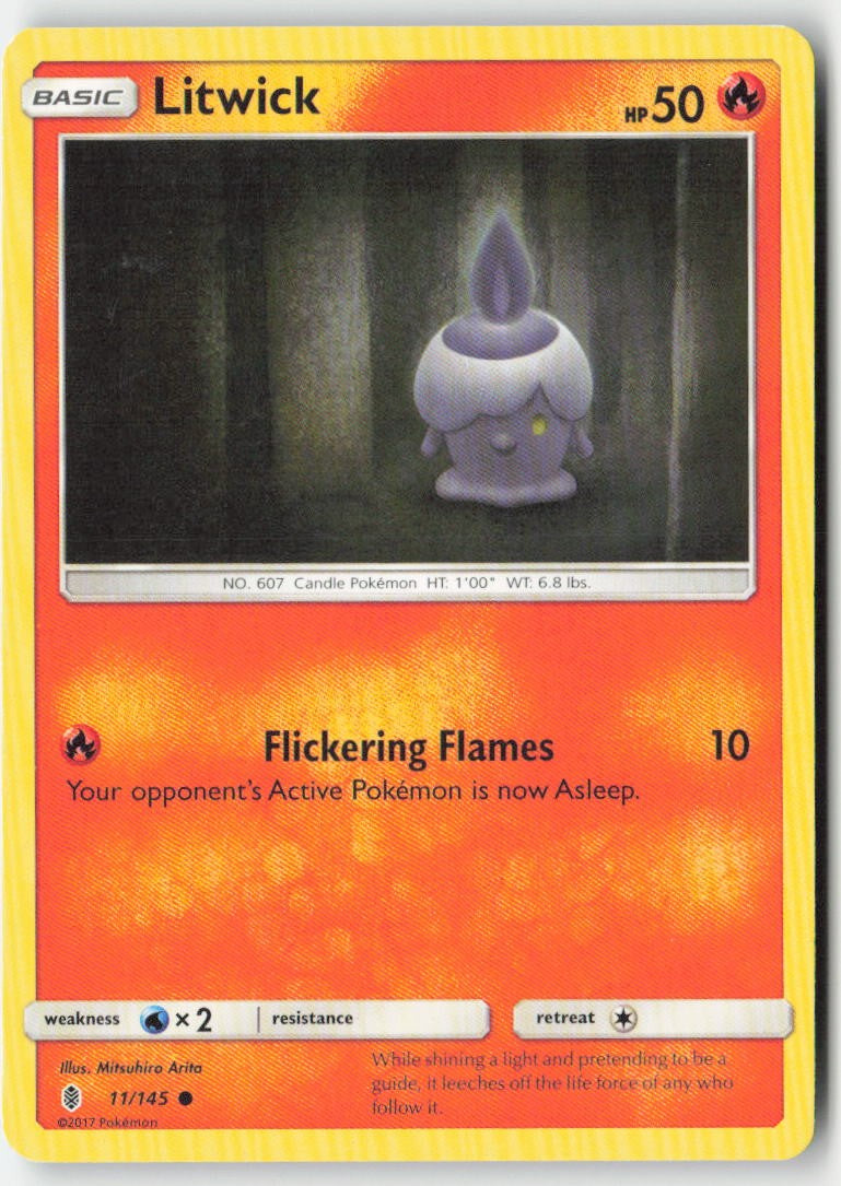 Litwick 11/145 Regular Guardians Rising Moderately Played, Front