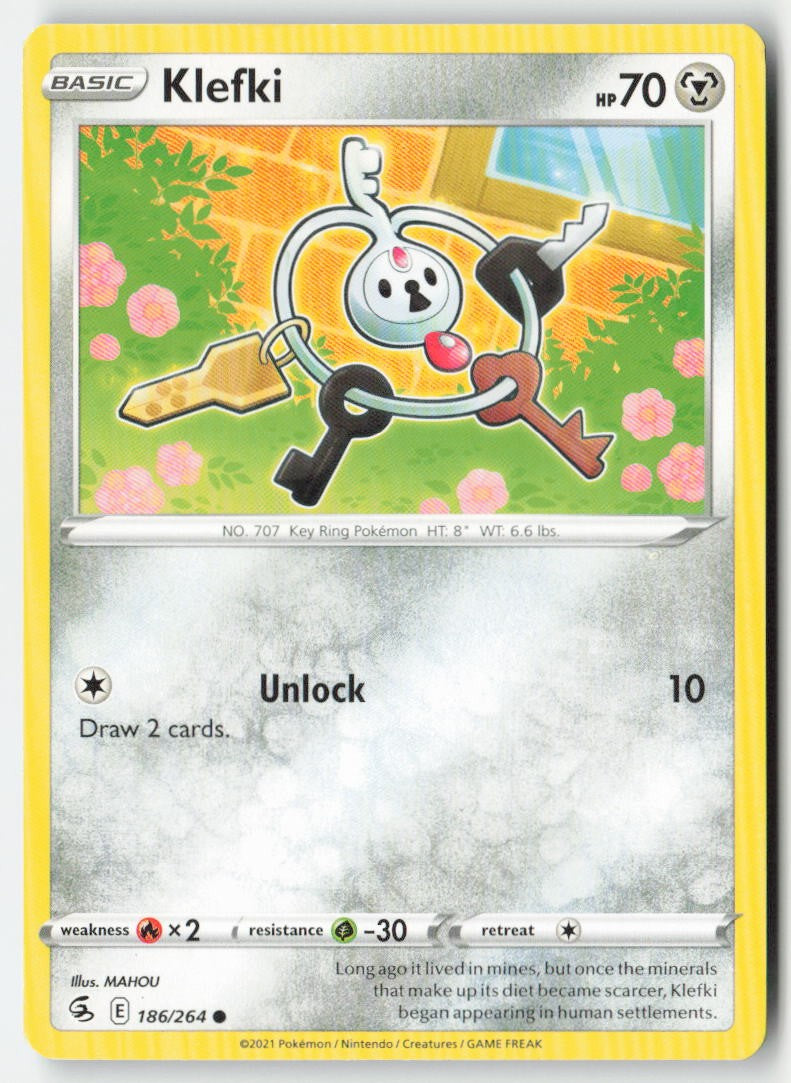 Klefki 186/264 Regular Fusion Strike Moderately Played, Front