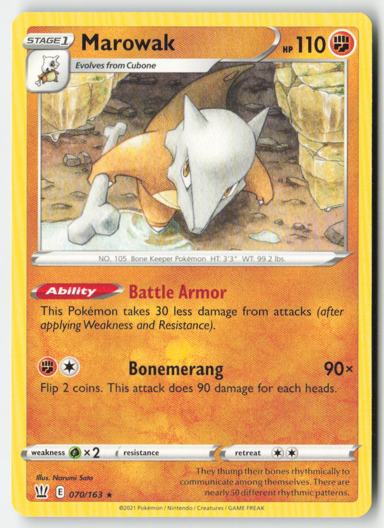 Marowak 70/163 Regular Battle Styles Moderately Played