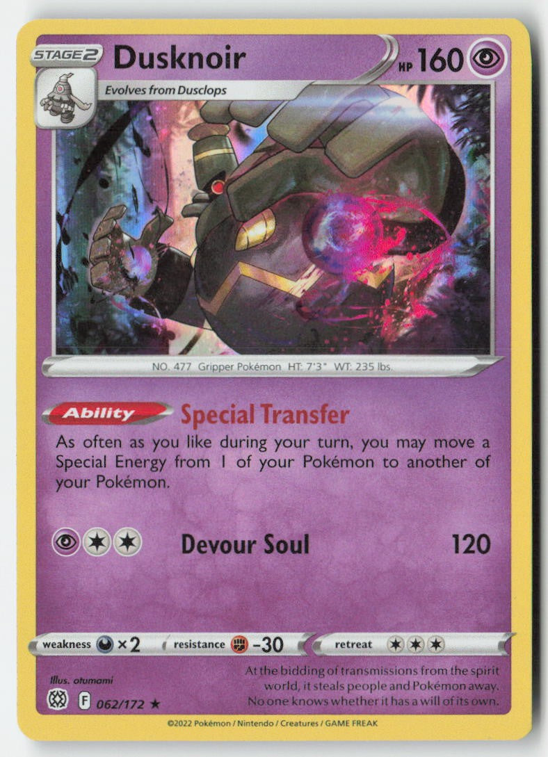 Dusknoir 062/172 Holo Brilliant Stars Moderately Played
