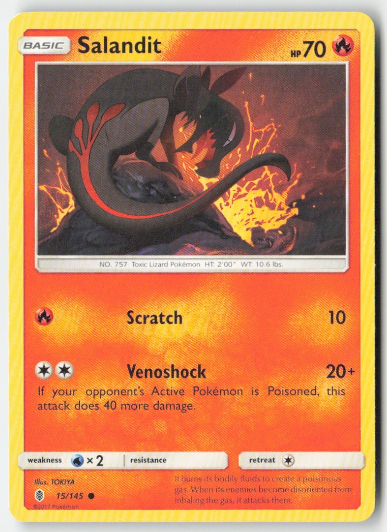 Salandit 15/145 Regular Guardians Rising Moderately Played, Front