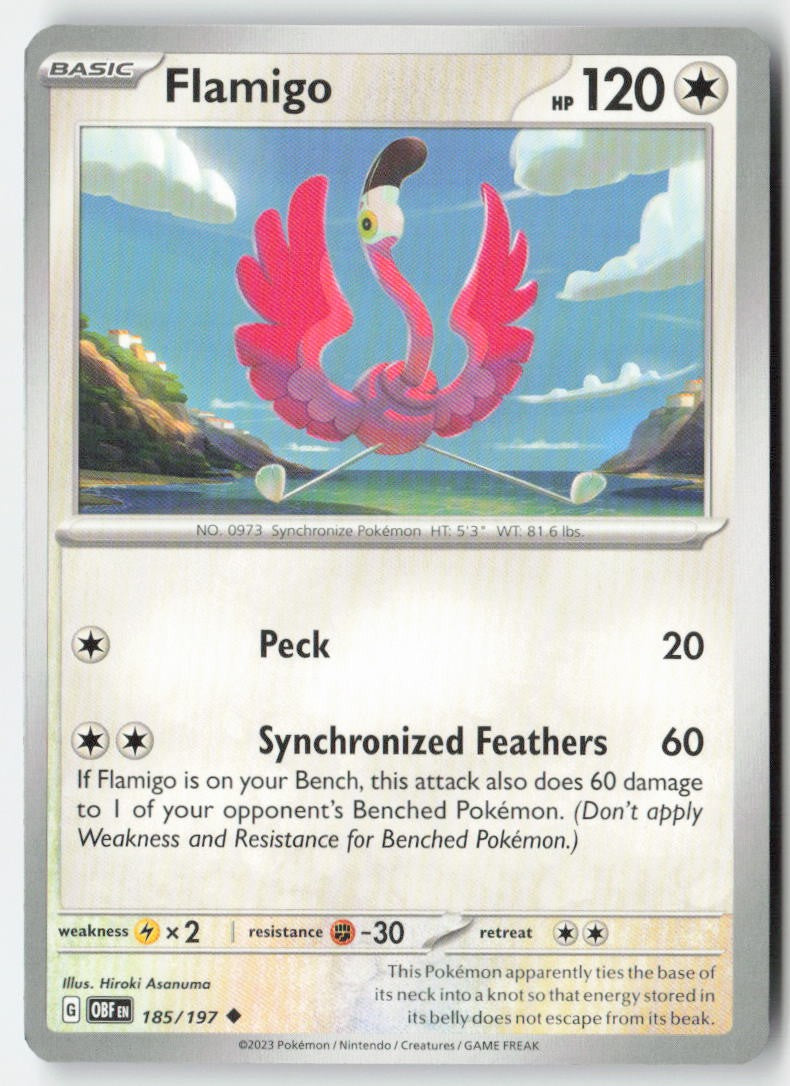 Flamigo 185/197 Regular Obsidian Flames Moderately Played