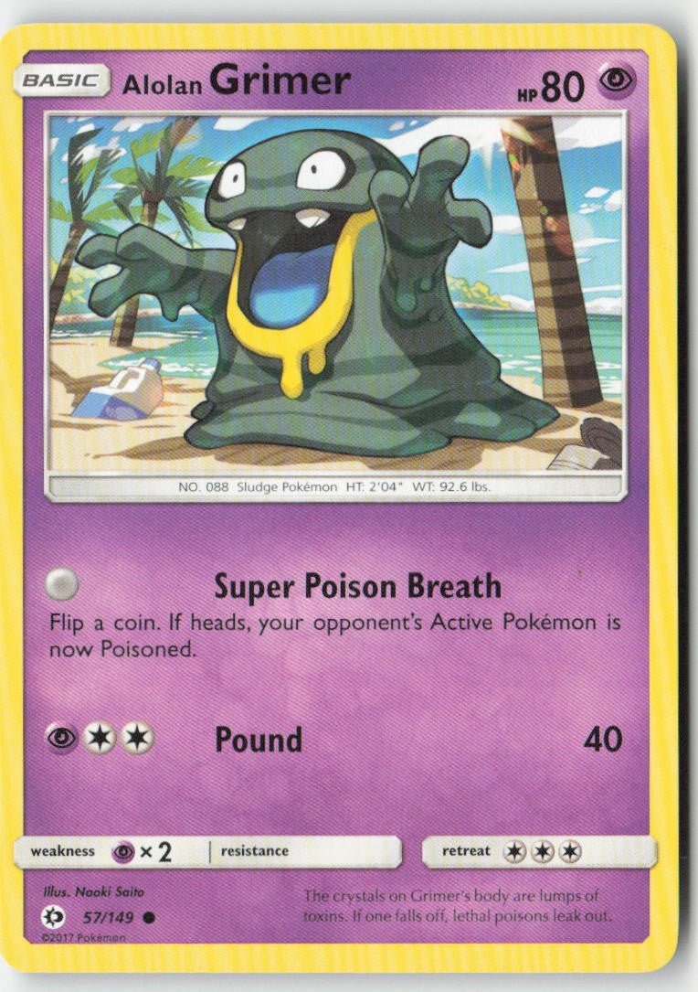 Alolan Grimer 57/149 Regular Sun & Moon Moderately Played, Front