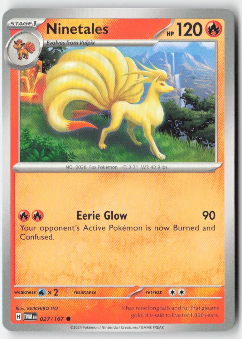 Ninetales 027/167 Regular Twilight Masquerade Moderately Played, Front