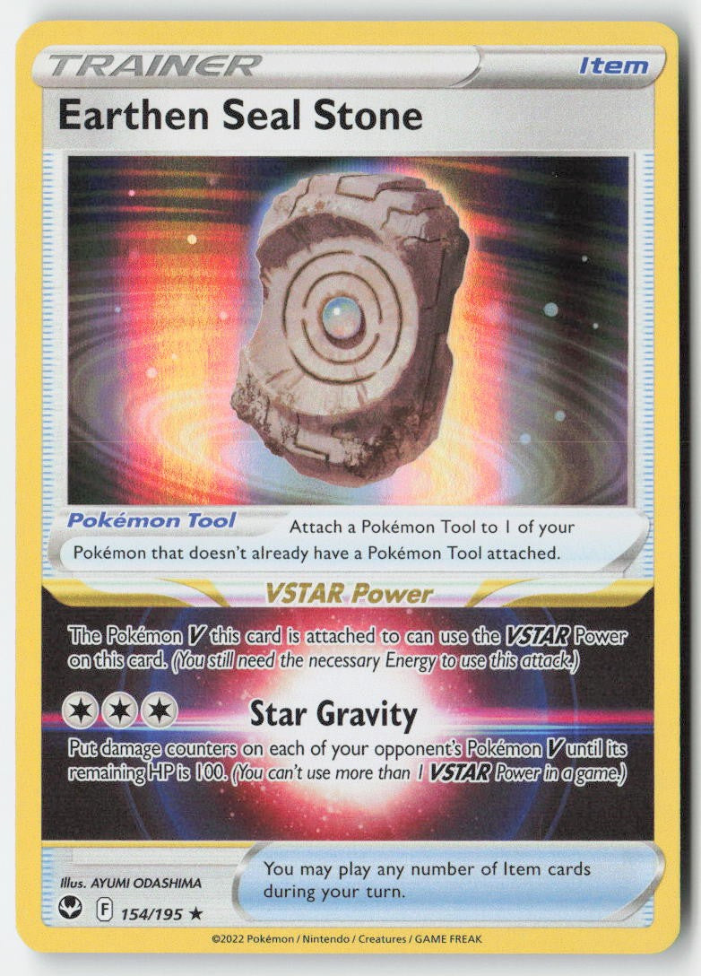 Earthen Seal Stone 154/195 Holo Silver Tempest Moderately Played, Front