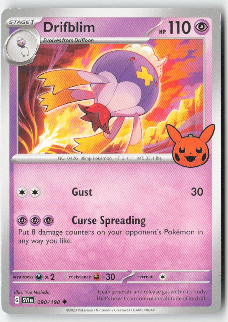 Drifblim (Trick or Trade) 090/198 Regular Trick or Trade BOOster Bundle 2023 Moderately Played, Front
