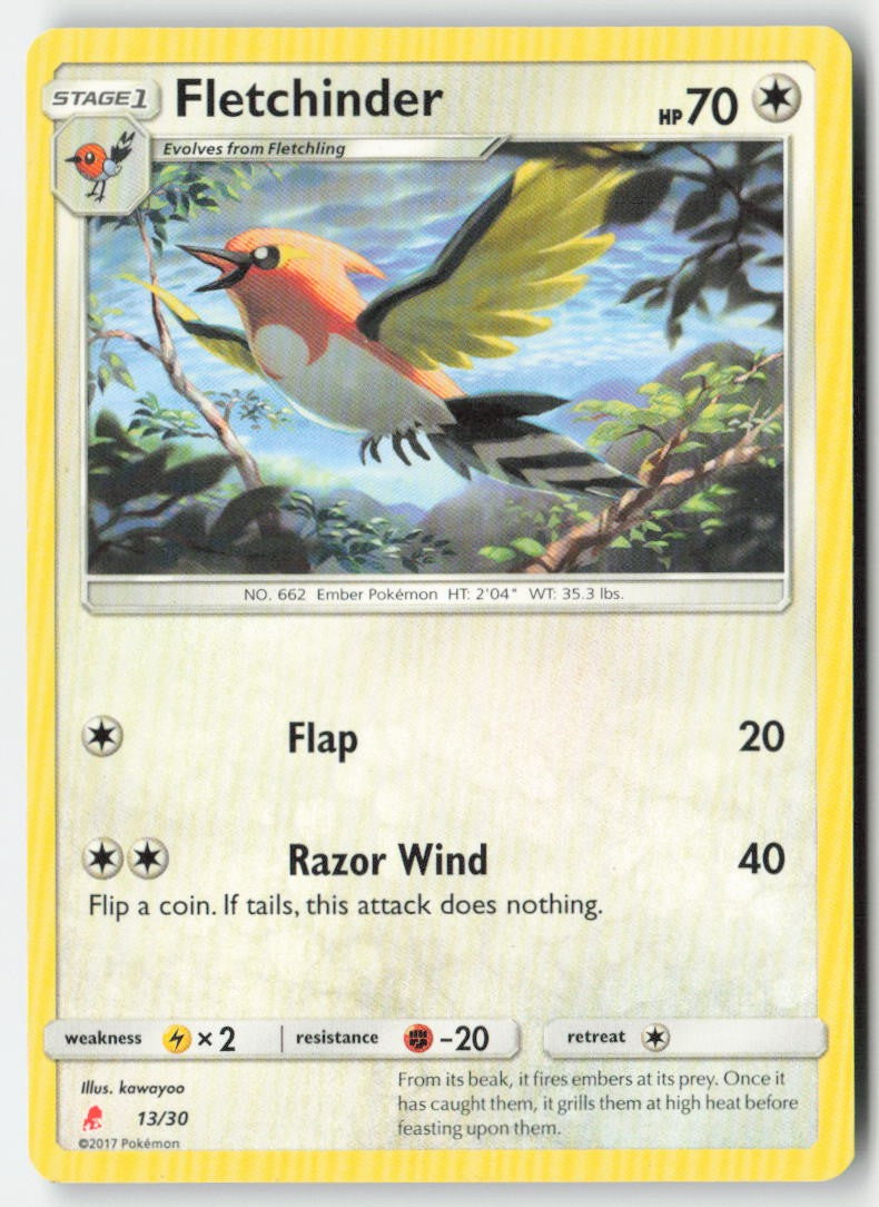 Fletchinder 13/30 Regular SM trainer Kit (Lycanroc) Moderately Played