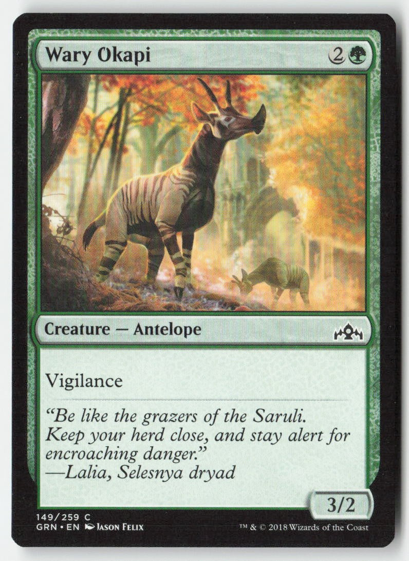 Wary Okapi GRN 149 Common Moderately Played, Front
