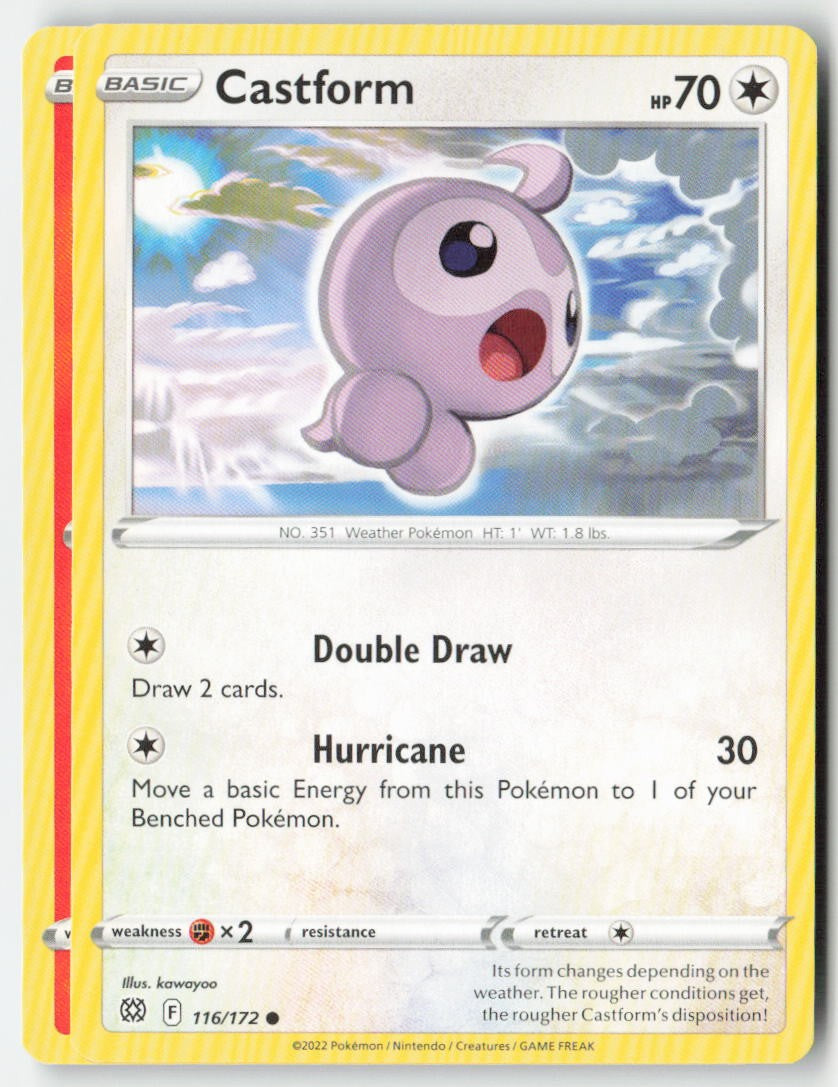 Castform 116/172 Regular Brilliant Stars Moderately Played, Front