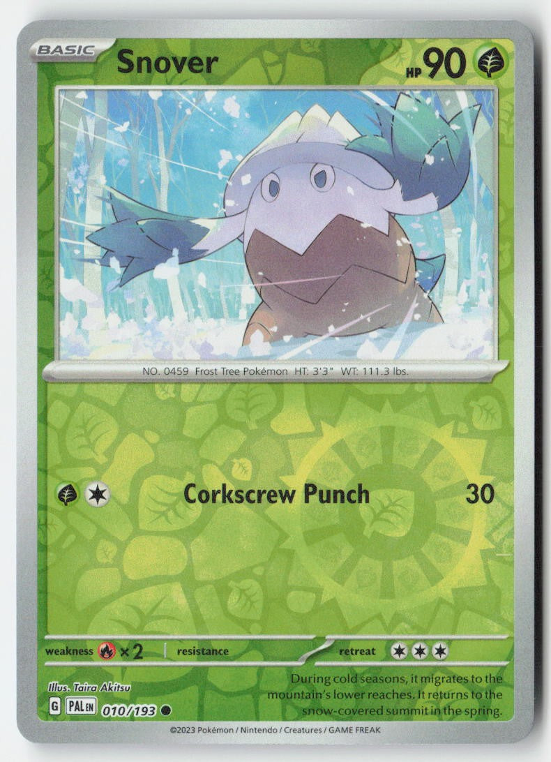 Snover 010/193 Reverse Holo Paldea Evolved Moderately Played, Front