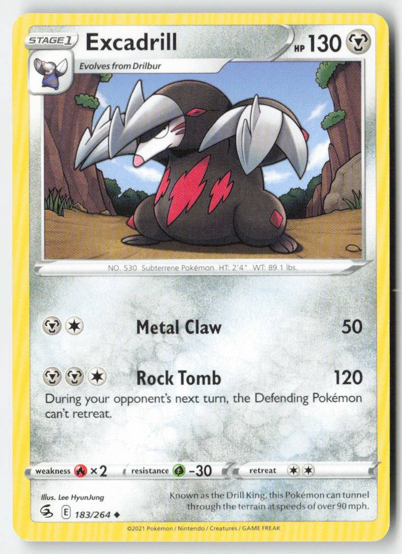 Excadrill 183/264 Regular Fusion Strike Moderately Played, Front