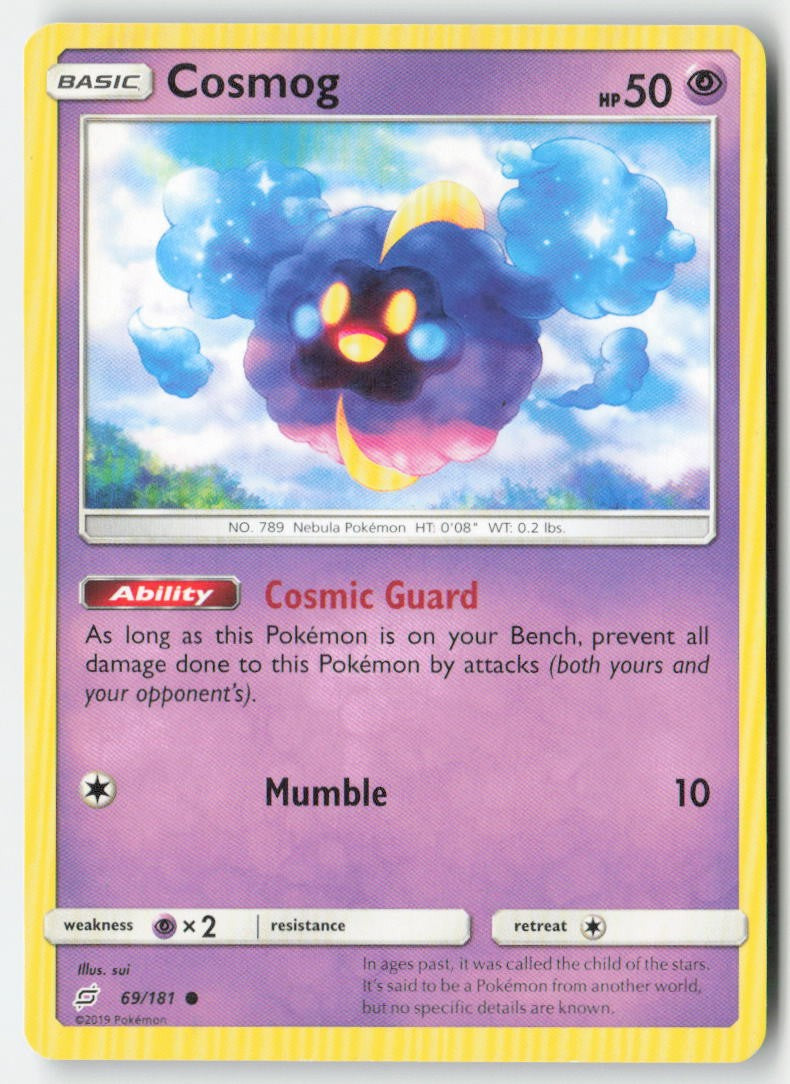 Cosmog 69/181 Regular Team Up Moderately Played, Front
