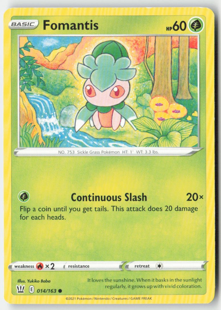 Fomantis 14/163 Regular Battle Styles Moderately Played, Front