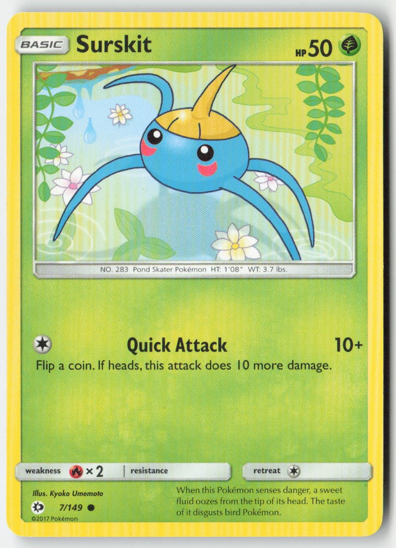 Surskit 7/149 Regular Sun & Moon Moderately Played, Front