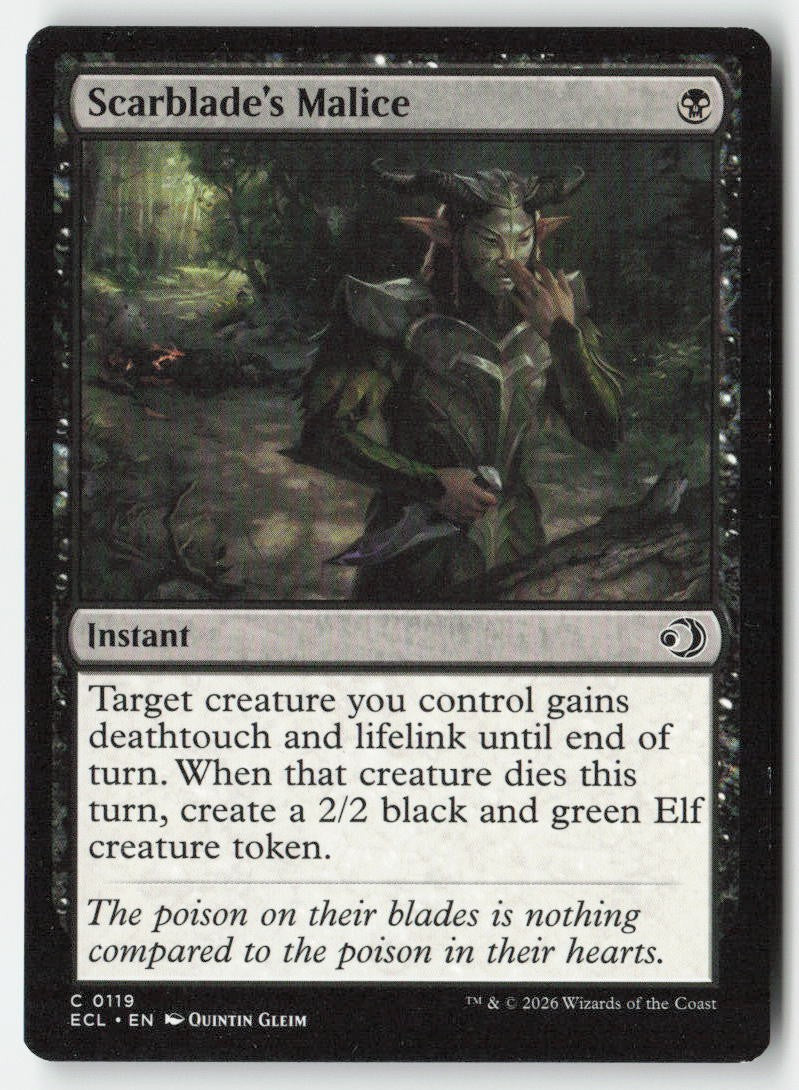 Scarblade's Malice ECL 119 Common Moderately Played, Front