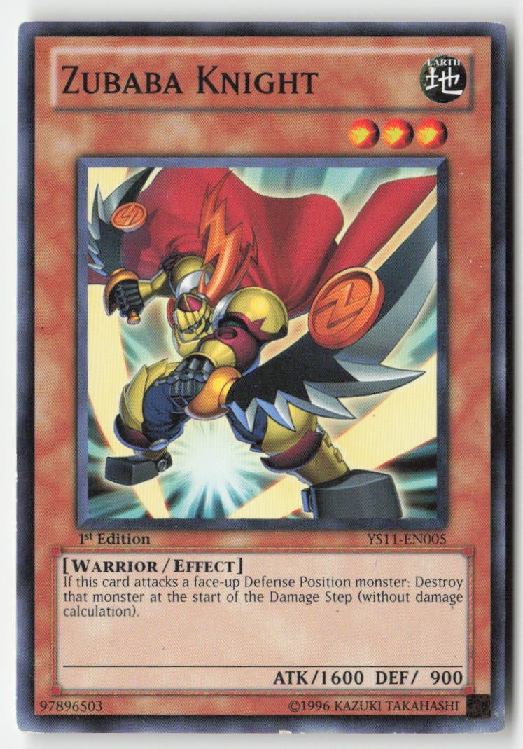 Zubaba Knight YS11-EN005 1st Edition Common Moderately Played