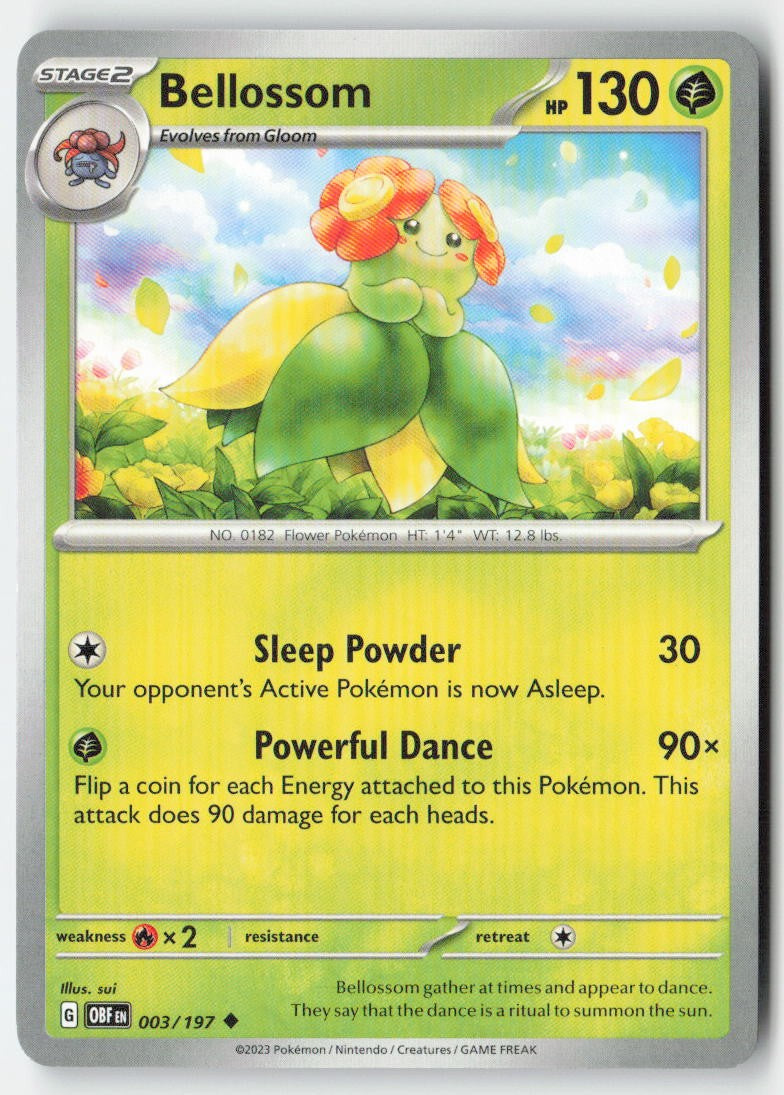 Bellossom 003/197 Regular Obsidian Flames Moderately Played