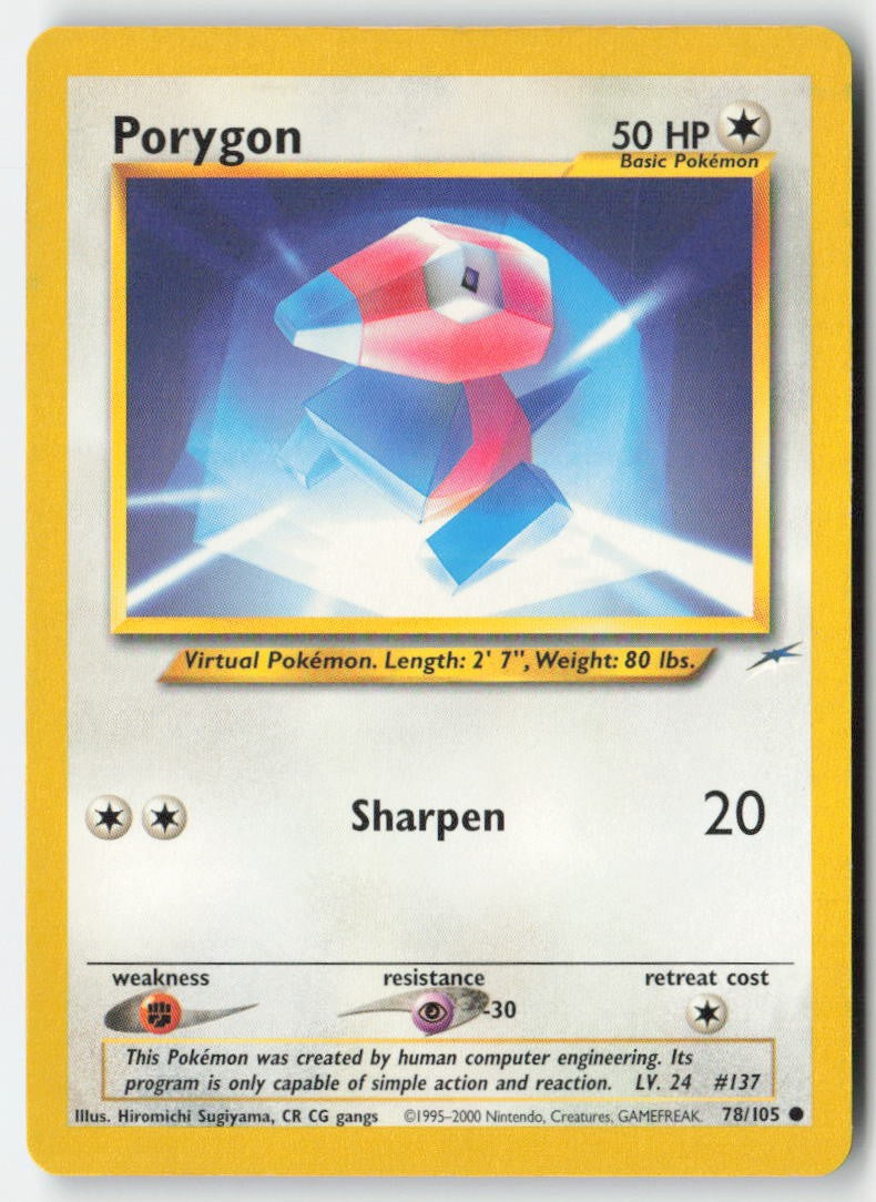 Porygon 78/105 Regular Neo Destiny Moderately Played, Front