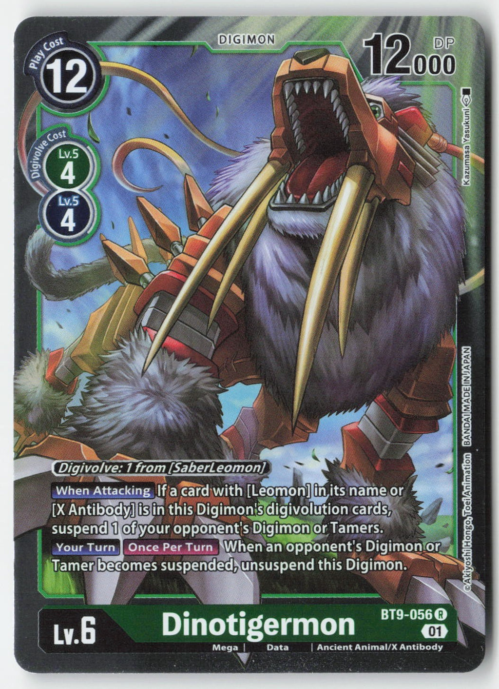 Dinotigermon BT9-056 Foil Rare Lightly Played