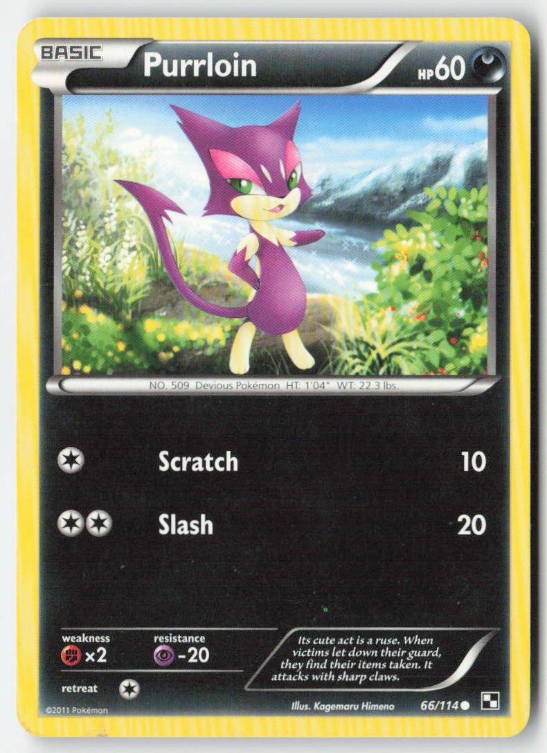 Purrloin 66/114 Regular Black & White Moderately Played, Front
