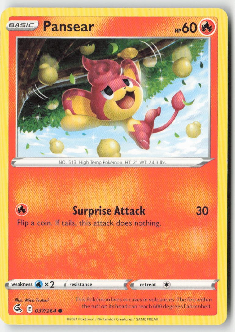 Pansear 37/264 Regular Fusion Strike Moderately Played, Front