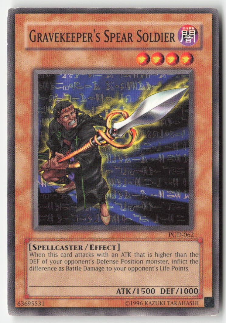 Gravekeeper's Spear Soldier PGD-062 Unlimited Common Moderately Played, Front