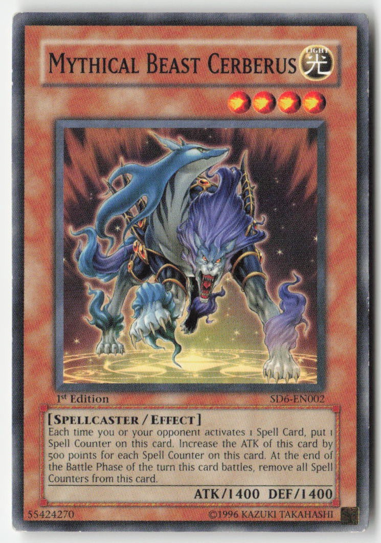 Mythical Beast Cerberus SD6-EN002 1st Edition Common Moderately Played