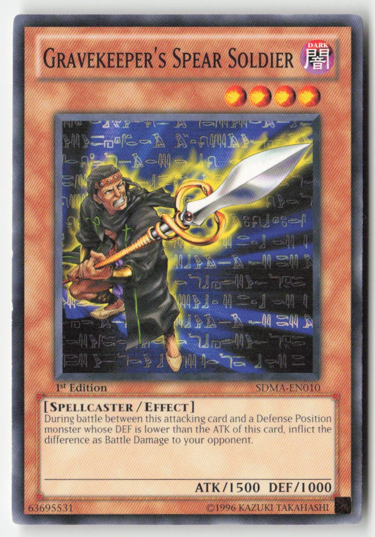 Gravekeeper's Spear Soldier SDMA-EN010 1st Edition Common Moderately Played, Front