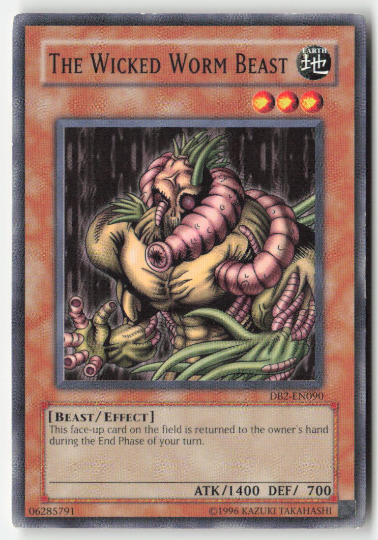 The Wicked Worm Beast DB2-EN090 Unlimited Common Moderately Played, Front