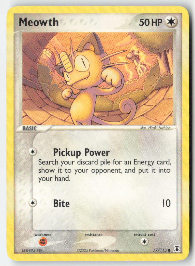 Meowth 77/113 Regular Delta Species Moderately Played