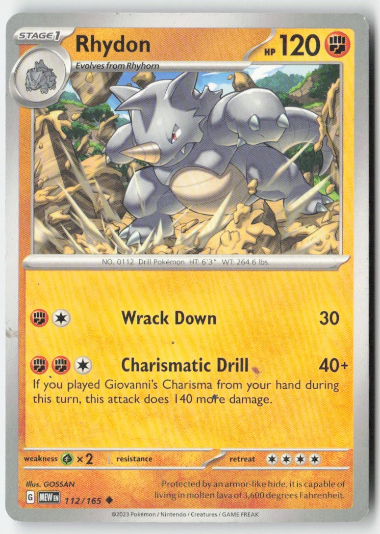 Rhydon 112/165 Regular 151 Moderately Played
