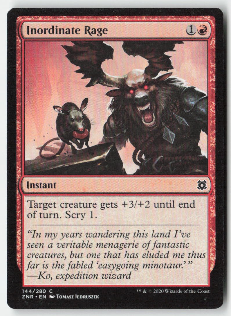 Inordinate Rage ZNR 144 Common Moderately Played
