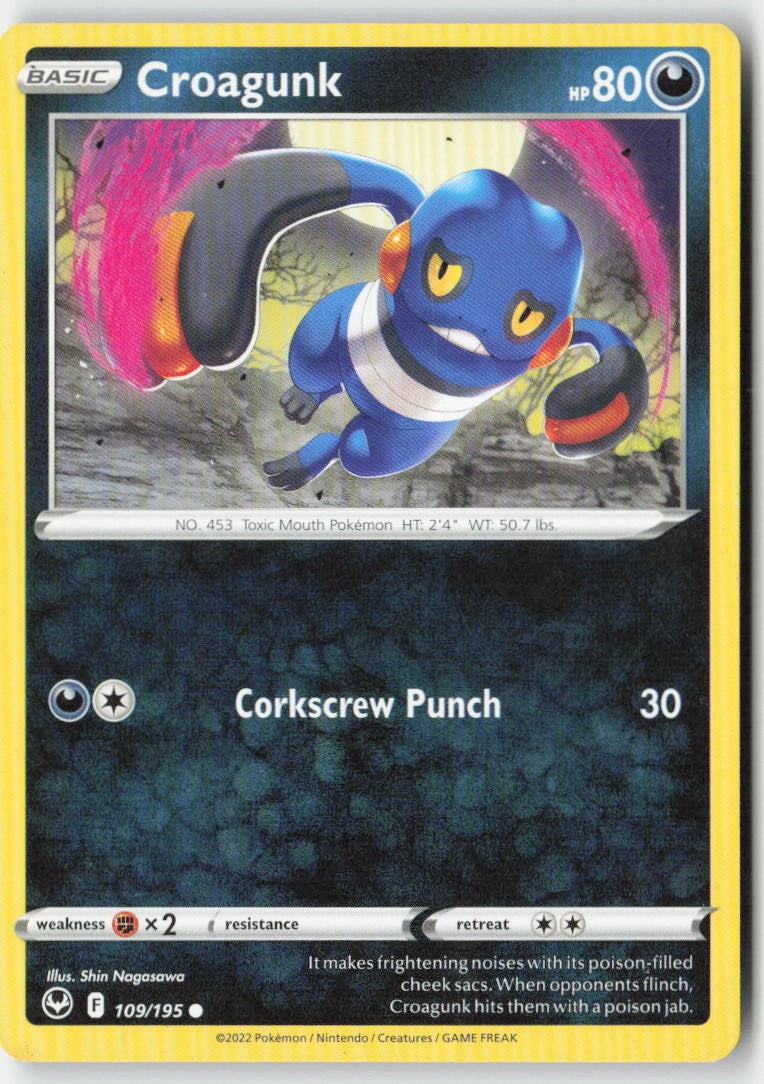 Croagunk 109/195 Regular Silver Tempest Moderately Played, Front