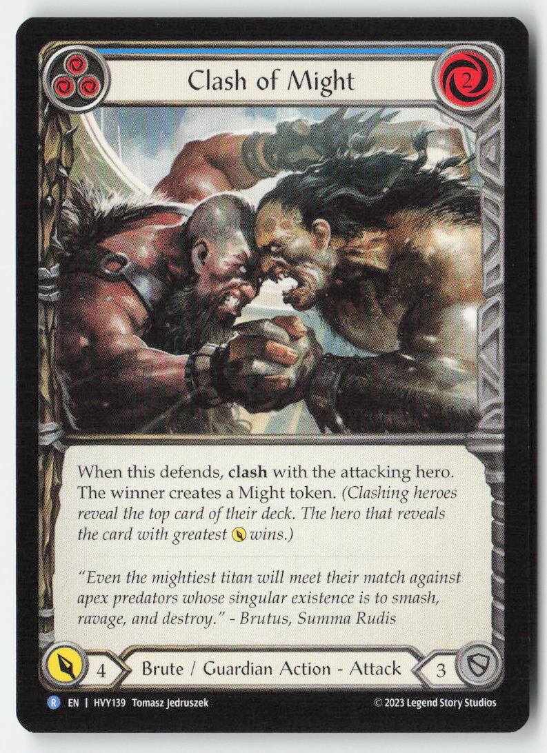 Clash of Might (Blue) #HVY139 - Heavy Hitters - Flesh and Blood - Rare - Near Mint