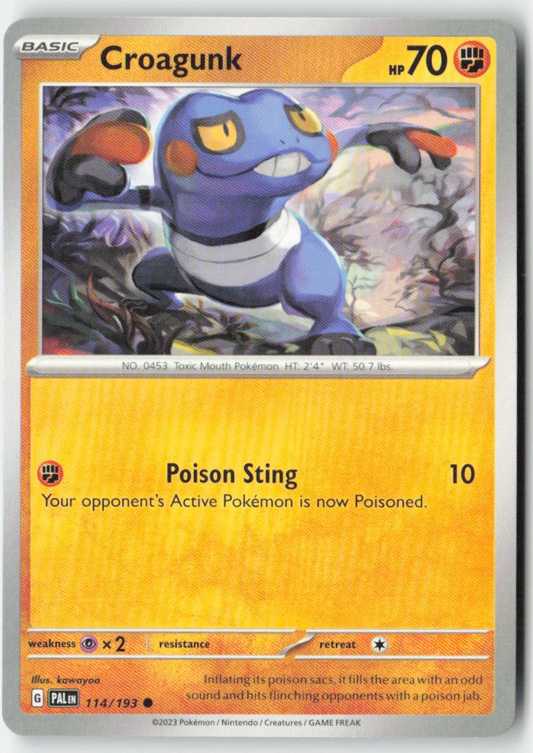 Croagunk 114/193 Regular Paldea Evolved Moderately Played, Front