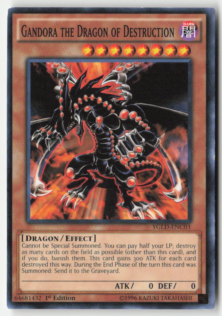 Gandora the Dragon of Destruction YGLD-ENC03 1st Edition Common Moderately Played