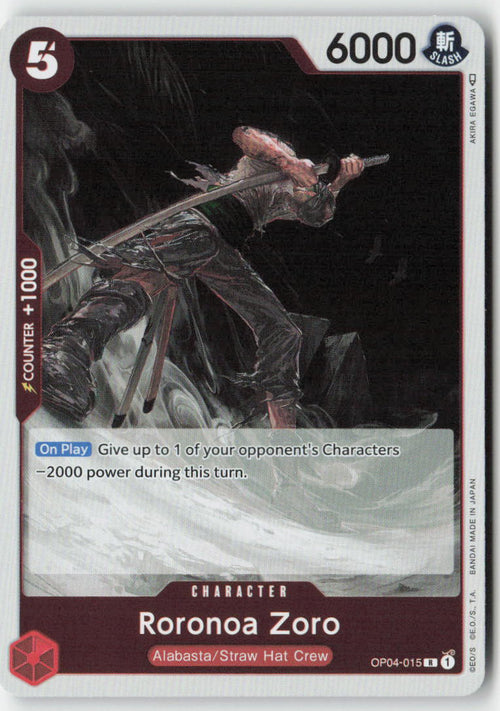 Roronoa Zoro OP04-015 Foil Rare Lightly Played