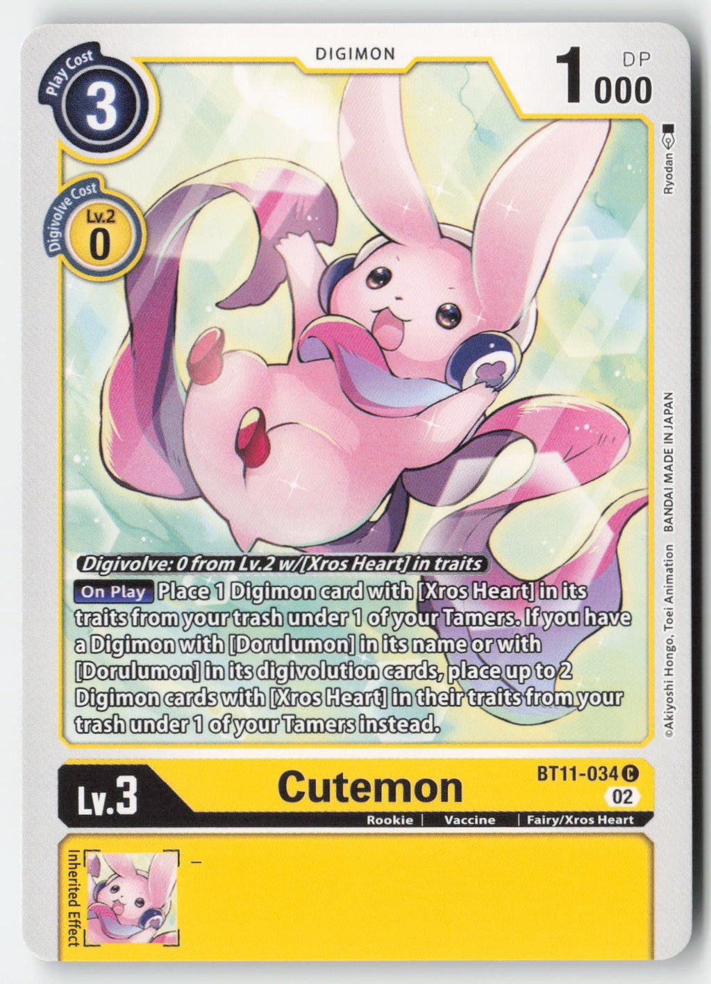 Cutemon BT11-034 Normal Common Lightly Played