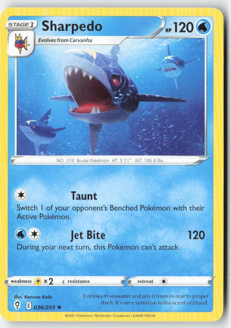 Sharpedo 36/203 Regular Evolving Skies Moderately Played