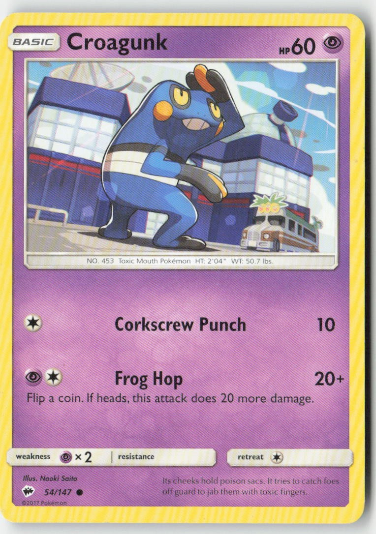 Croagunk 54/147 Regular Burning Shadows Moderately Played, Front