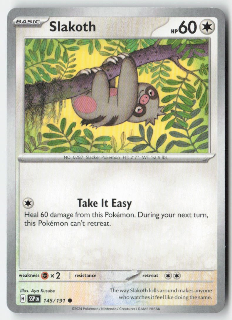 Slakoth 145/191 Regular Surging Sparks Moderately Played, Front