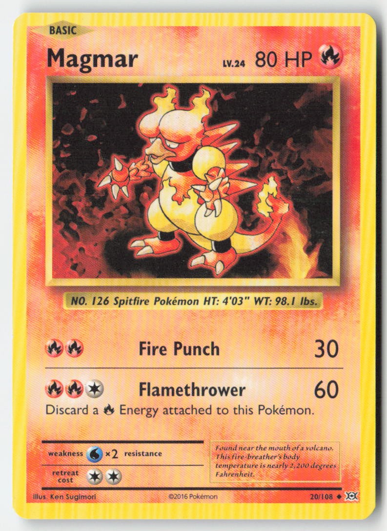 Magmar 20/108 Regular Evolutions Moderately Played