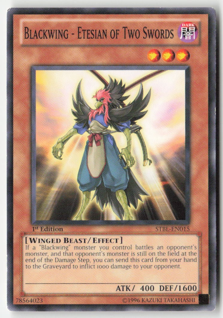 Blackwing - Etesian of Two Swords STBL-EN015 1st Edition Common Moderately Played