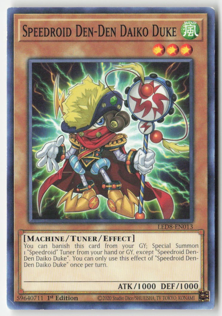 Speedroid Den-Den Daiko Duke LED8-EN013 1st Edition Common Moderately Played, Front