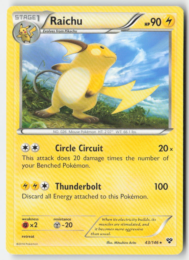 Raichu 43/146 Regular Deck Exclusives Moderately Played, Front
