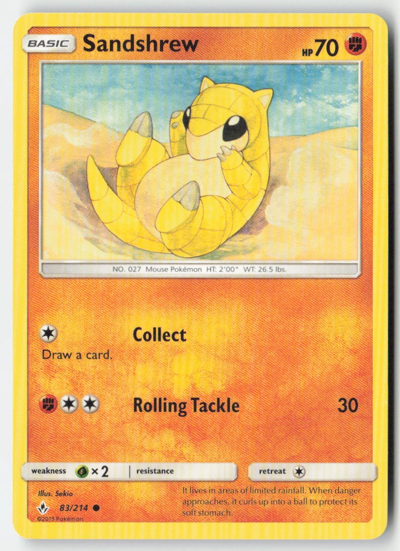 Sandshrew 83/214 Regular Unbroken Bonds Moderately Played