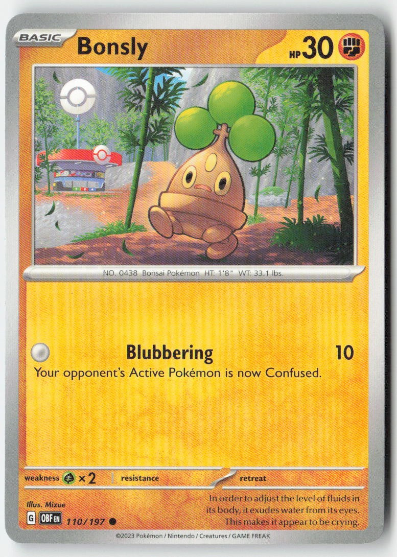Bonsly 110/197 Regular Obsidian Flames Moderately Played