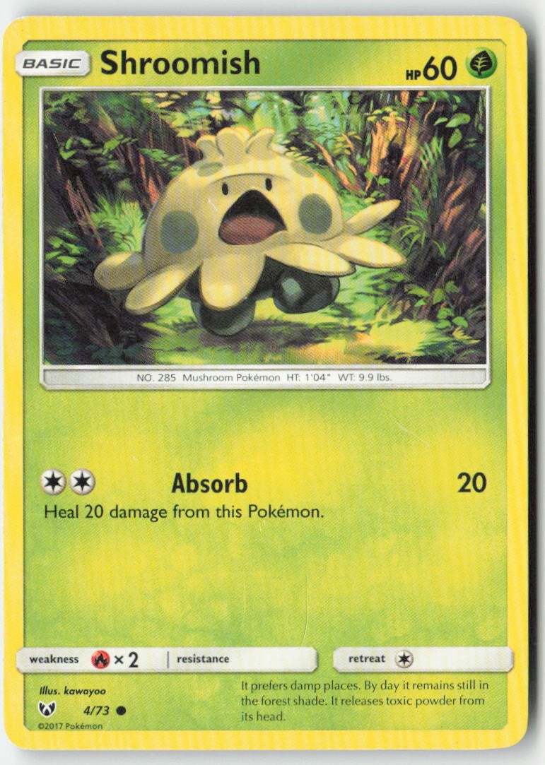 Shroomish 4/73 Regular Shining Legends Moderately Played, Front