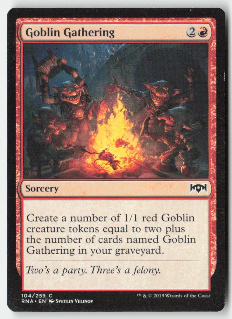 Goblin Gathering RNA 104 Common Moderately Played, Front