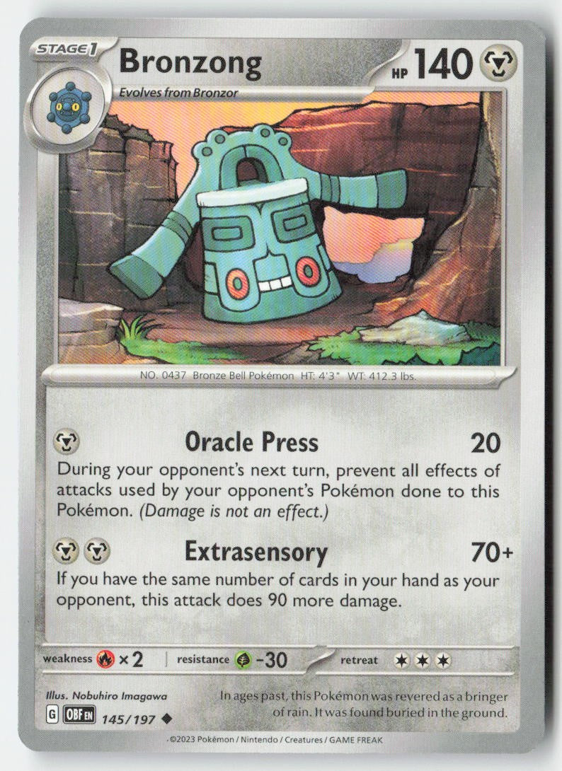 Bronzong 145/197 Regular Obsidian Flames Moderately Played